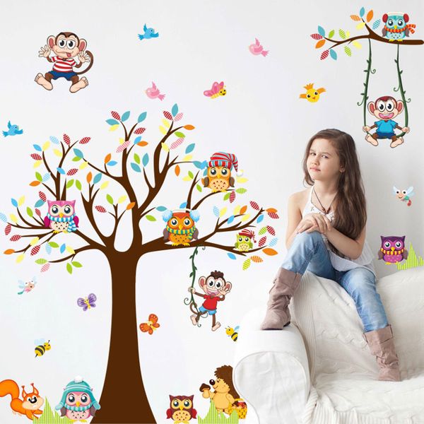 wholesale pastoral style background decor jungle theme forest animal owl monkey tree decal kid room kindergarten wall stickers
wholesale pastoral style background decor jungle theme forest animal owl monkey tree decal kid room kindergarten wall stickers