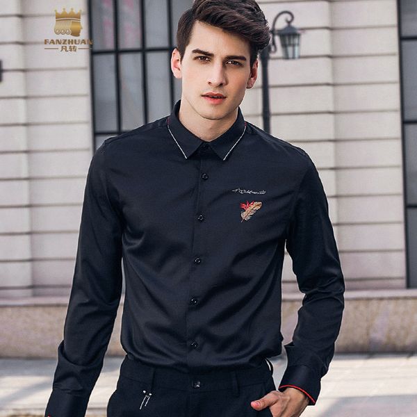 fanzhuan new 2018 male men's man black embroidery long sleeved sharp collar shirt handsome personality 822051, White;black
fanzhuan new 2018 male men's man black embroidery long sleeved sharp collar shirt handsome personality 822051, White;black