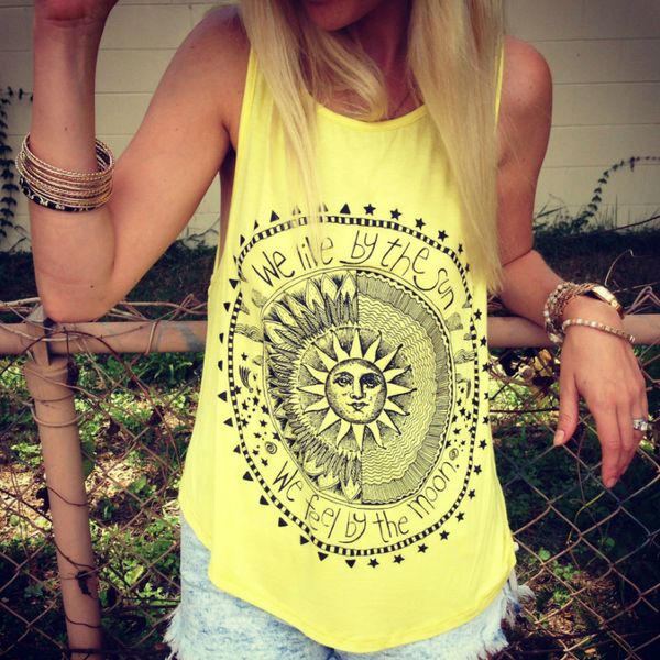 2018 women summer fashion stylish sun letters circle printed tank casual cotton fitness, White
2018 women summer fashion stylish sun letters circle printed tank casual cotton fitness, White