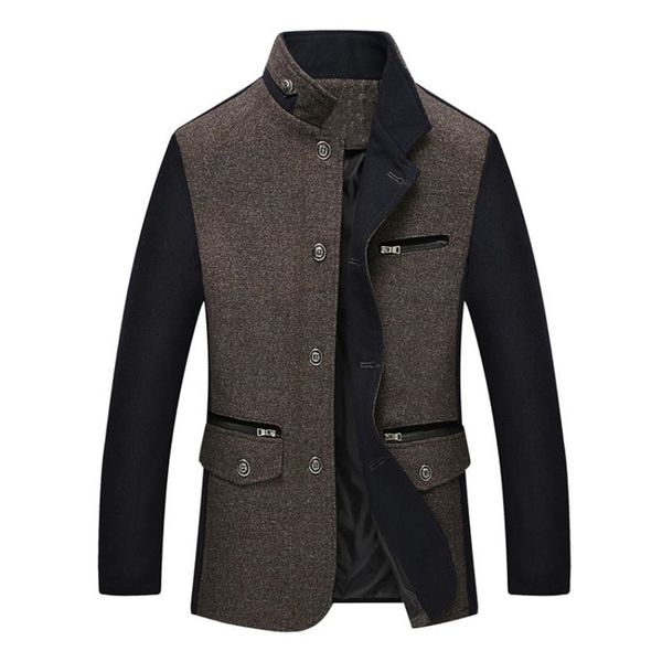 autumn and winter new men's woolen coat business casual stand collar stitching collar design jacket overcoat, Black
autumn and winter new men's woolen coat business casual stand collar stitching collar design jacket overcoat, Black