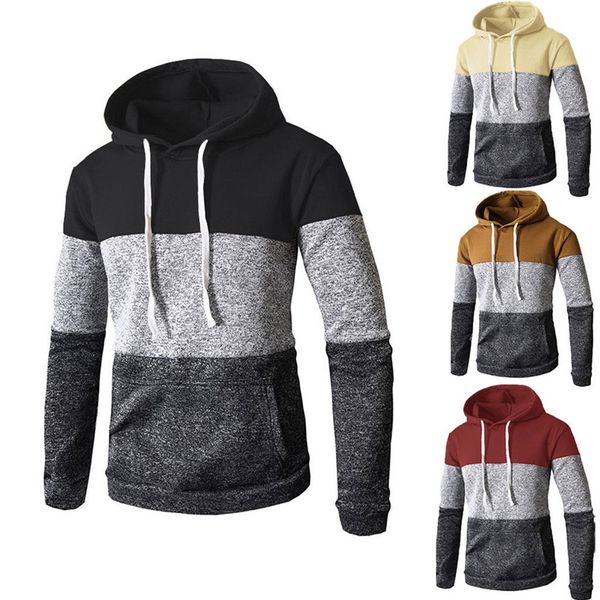 men hoodies color-blocking long sleeve front pocket slim fit hooded sweatshirt pullover sweat hoodies fashion man clothes, Black
men hoodies color-blocking long sleeve front pocket slim fit hooded sweatshirt pullover sweat hoodies fashion man clothes, Black