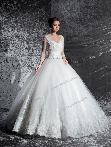 noble ivory tulle 3/4 sleeves applique ball gown wedding dresses bridal pageant dresses wedding attire dresses custom size 2-16 zw612214, White
noble ivory tulle 3/4 sleeves applique ball gown wedding dresses bridal pageant dresses wedding attire dresses custom size 2-16 zw612214, White