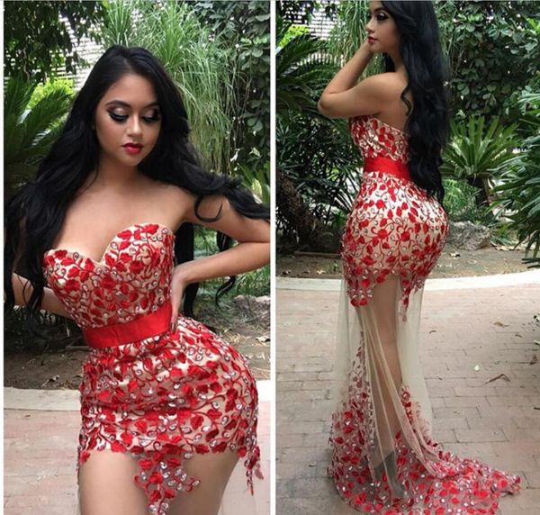 mermaid prom dresses sweetheart appliques crystal illusion sweep train party gowns plus size evening dress with belt african women, Black
mermaid prom dresses sweetheart appliques crystal illusion sweep train party gowns plus size evening dress with belt african women, Black