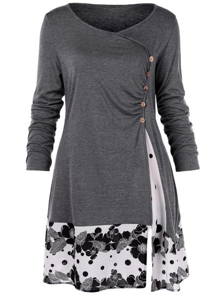 wipalo plus size draped floral tunic t-shirt scoop neck long sleeve buttons embellished casual autumn women tee big size 5xl, White
wipalo plus size draped floral tunic t-shirt scoop neck long sleeve buttons embellished casual autumn women tee big size 5xl, White