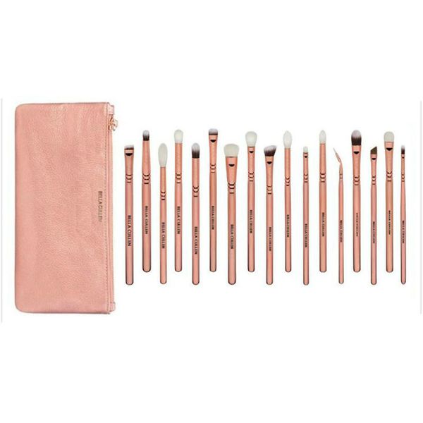 

bella cullen 17pcs pro brand make up brushes makeup artist cosmetics pink bag rose golden vol. 3 eye makeup brushes set case