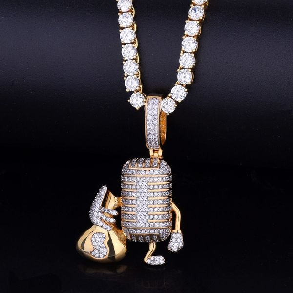 men's jewelry hip hop pendant necklace iced out microphone holding money bag gold silver color cubic zircon tennis chain
men's jewelry hip hop pendant necklace iced out microphone holding money bag gold silver color cubic zircon tennis chain