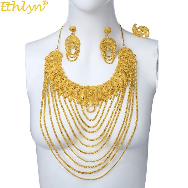 ethlyn jewelry elegant big yellow gold color multi-layer chains jewelry sets women arab/african bridal wedding accessories s209, Slivery;golden
ethlyn jewelry elegant big yellow gold color multi-layer chains jewelry sets women arab/african bridal wedding accessories s209, Slivery;golden