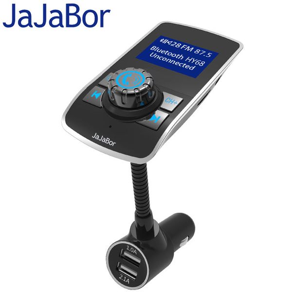 

jajabor bluetooth car kit handsfm transmitter support tf card mp3 music player voltage display 5v 3.1a dual usb car charger