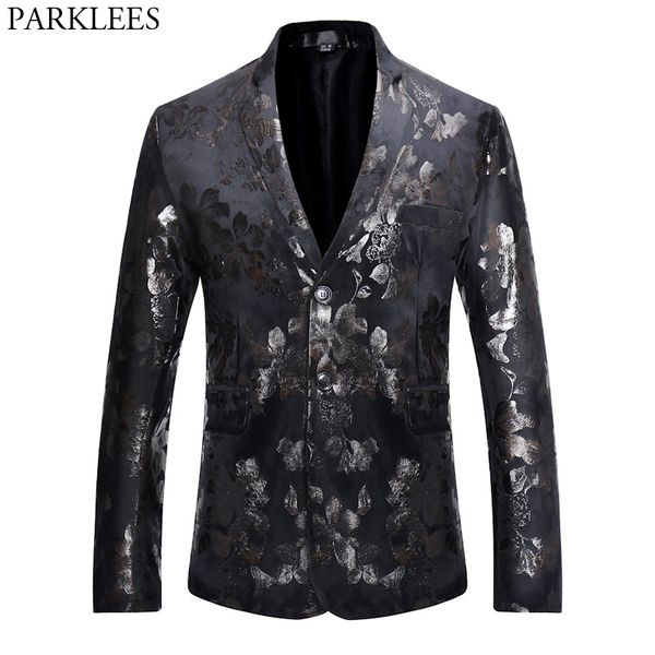 mens casual single breasted two button suit blazer jacket 2018 brand men floral print blazers jackets party dance stage costumes, White;black
mens casual single breasted two button suit blazer jacket 2018 brand men floral print blazers jackets party dance stage costumes, White;black