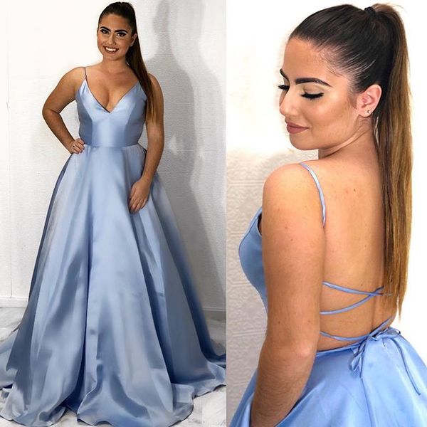 backless straps cross a-line satin prom dresses v neck girls graduation dress with pockets long evening party dresses vestido de fiesta, Black
backless straps cross a-line satin prom dresses v neck girls graduation dress with pockets long evening party dresses vestido de fiesta, Black