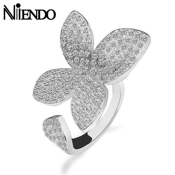 niendo brand design clover ring micro pave cubic zirconia fashion female jewelry silver color rings r634, Golden;silver
niendo brand design clover ring micro pave cubic zirconia fashion female jewelry silver color rings r634, Golden;silver