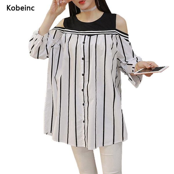 fashion striped oversized shirts for pregnant women off shoulder maternity blouse three quarter sleeves robe de grossesse, White
fashion striped oversized shirts for pregnant women off shoulder maternity blouse three quarter sleeves robe de grossesse, White