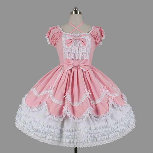 theme costume customized sweet women's layered lolita dresses halloween short sleeve cotton bow cosplay costume for girl 3 colors, Black;red
theme costume customized sweet women's layered lolita dresses halloween short sleeve cotton bow cosplay costume for girl 3 colors, Black;red