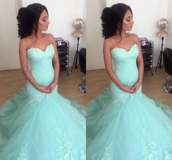 2019 colorful mermaid wedding dresses mint turquoise sweetheart sleeveless lace appliques tulle arabic bridal gowns with sweep train, White
2019 colorful mermaid wedding dresses mint turquoise sweetheart sleeveless lace appliques tulle arabic bridal gowns with sweep train, White