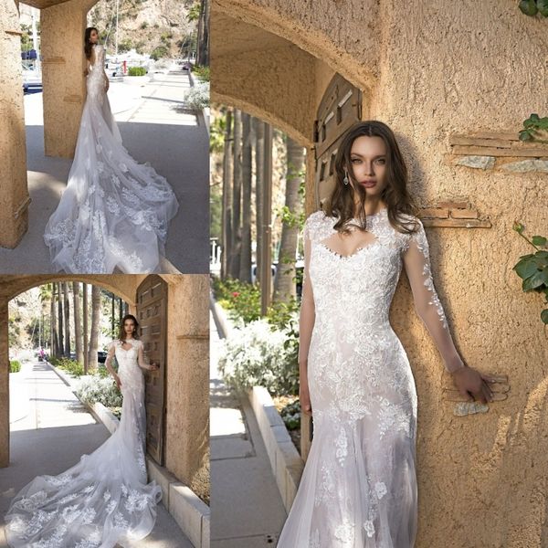 3d-floral applique wedding dresses mermaid keyhole sheer neck hollow poet long sleeve court train robe de mariée wedding gowns, White
3d-floral applique wedding dresses mermaid keyhole sheer neck hollow poet long sleeve court train robe de mariée wedding gowns, White