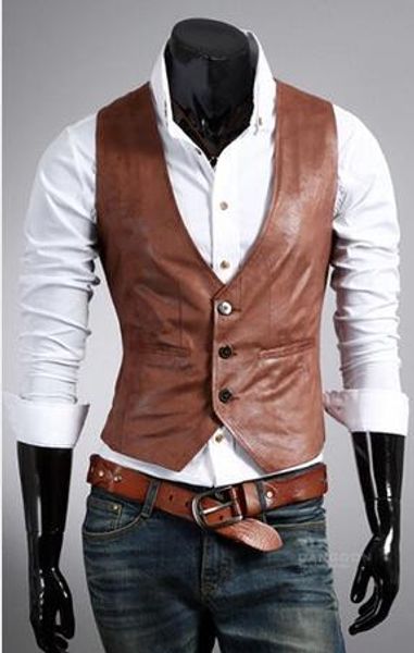 pu leather vest 2017 special wholesale new men pu leather slim plus size vest simple fashion wild ing, Black;white
pu leather vest 2017 special wholesale new men pu leather slim plus size vest simple fashion wild ing, Black;white