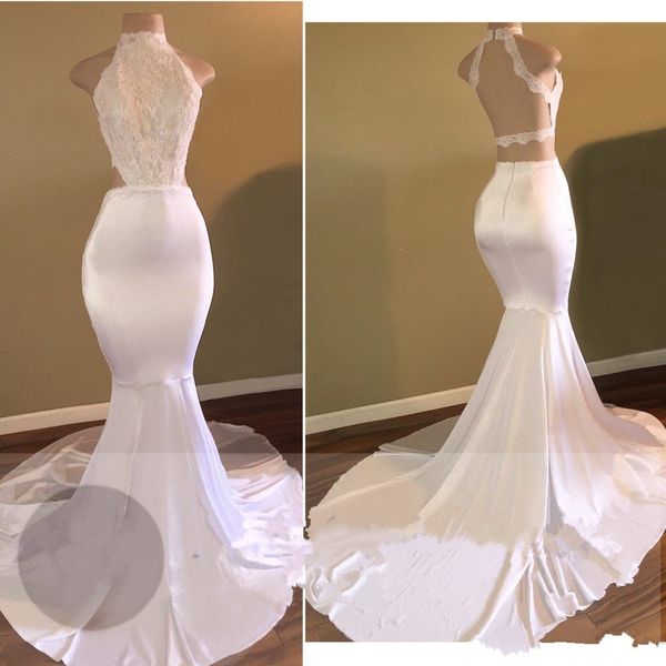 2018 new white satinr high neck long mermaid prom dresses criss cross backless lace applique train formal evening gowns custom made, Black
2018 new white satinr high neck long mermaid prom dresses criss cross backless lace applique train formal evening gowns custom made, Black