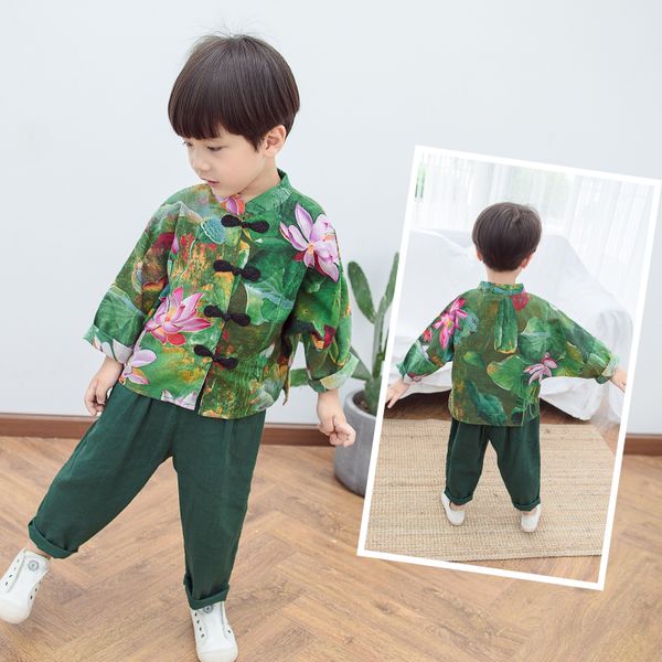 fashion chinese traditional style lotus kids sets boys long sleeve jacket full pants sportwear autumn casual clothing set, White
fashion chinese traditional style lotus kids sets boys long sleeve jacket full pants sportwear autumn casual clothing set, White