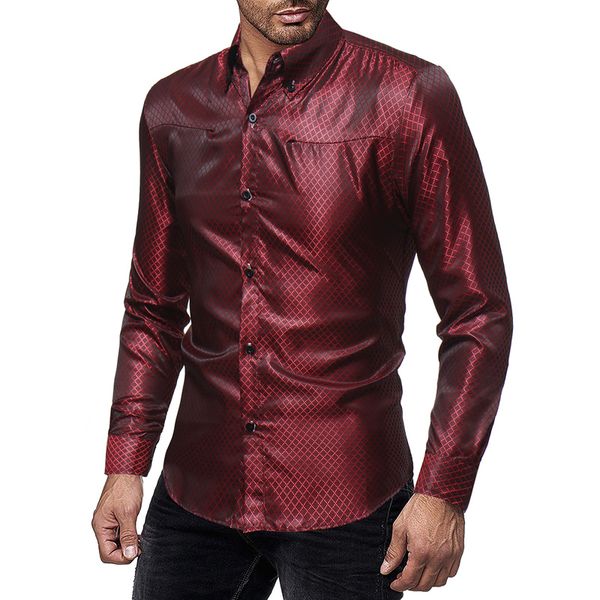 2018 autumn and winter new rhombic jacquard design men's casual slim long-sleeved shirt solid color printed casual long-sleeved busines, White;black
2018 autumn and winter new rhombic jacquard design men's casual slim long-sleeved shirt solid color printed casual long-sleeved busines, White;black