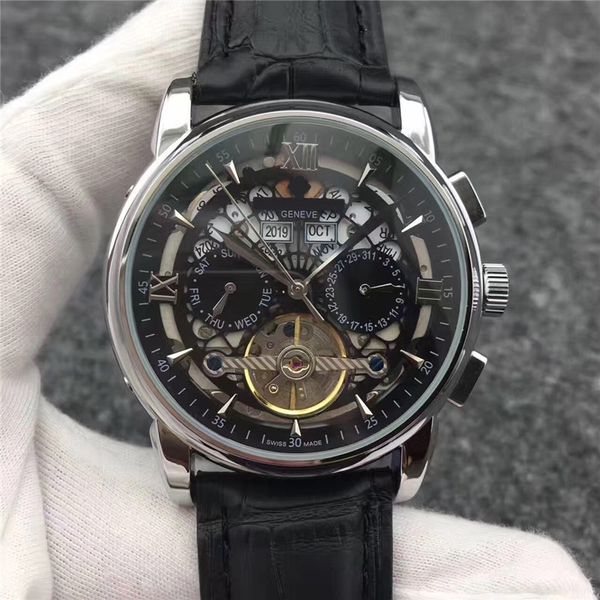 luxury brand men watch tourbillon mechanical automatic watches leather strap wristwatches montre femme gift for mens, Slivery;brown
luxury brand men watch tourbillon mechanical automatic watches leather strap wristwatches montre femme gift for mens, Slivery;brown