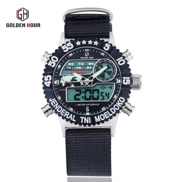 army digital men watch goldenhour nylon strap alarm week date wristwatch sport male waterproof clock, Slivery;brown
army digital men watch goldenhour nylon strap alarm week date wristwatch sport male waterproof clock, Slivery;brown