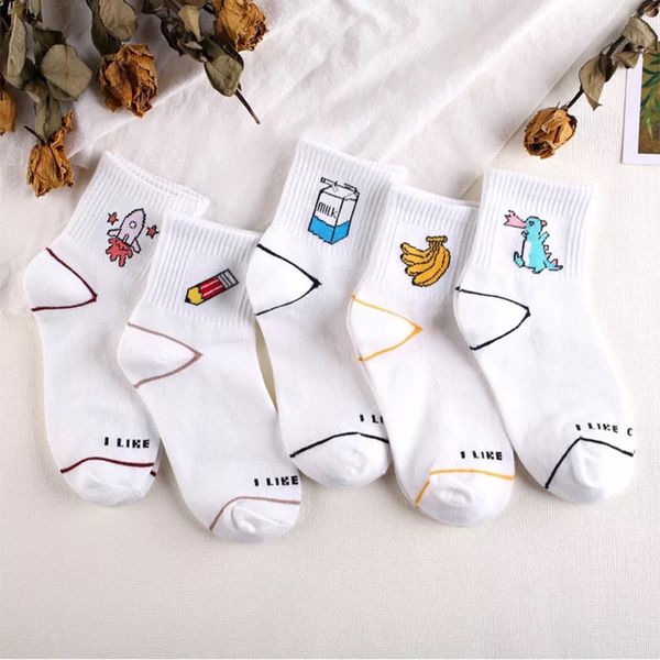 10pcs=5pairs new cartoon cute painting banana rocket dinosaur short tube socks women lady girl ankle casual cotton socks, Black;white
10pcs=5pairs new cartoon cute painting banana rocket dinosaur short tube socks women lady girl ankle casual cotton socks, Black;white