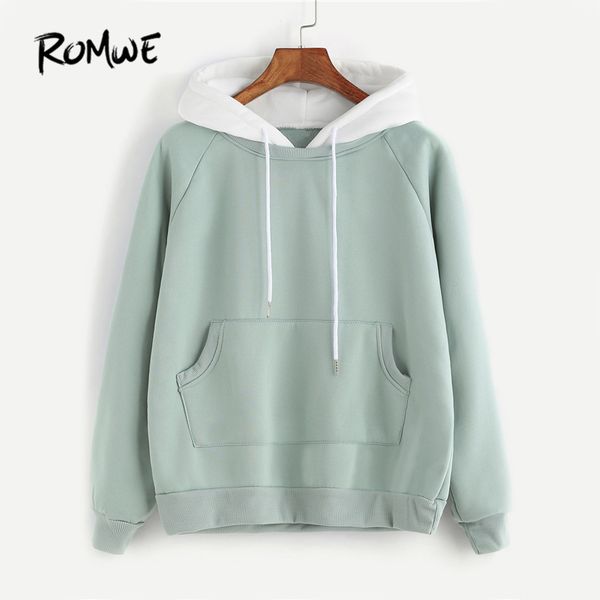 Pullovers Romwe Pale Green Patchwork Hoodie Women Raglan Long Sleeve Cute Contrast Hooded Sweatshirt Fall Pocket Drawstring Hoodies
Pullovers Romwe Pale Green Patchwork Hoodie Women Raglan Long Sleeve Cute Contrast Hooded Sweatshirt Fall Pocket Drawstring Hoodies