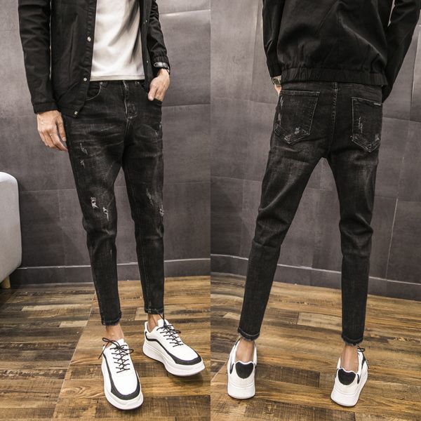 biker jeans men 2018 autumn new washed retro black fashion slim casual pencil pants trend street hip hop hole trousers, Blue
biker jeans men 2018 autumn new washed retro black fashion slim casual pencil pants trend street hip hop hole trousers, Blue