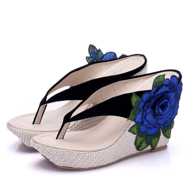 new bohemia style beach slippers for women appliques wedge heels fashion platform beading wedding shoes flip flops plus size bridal sandals, Black
new bohemia style beach slippers for women appliques wedge heels fashion platform beading wedding shoes flip flops plus size bridal sandals, Black