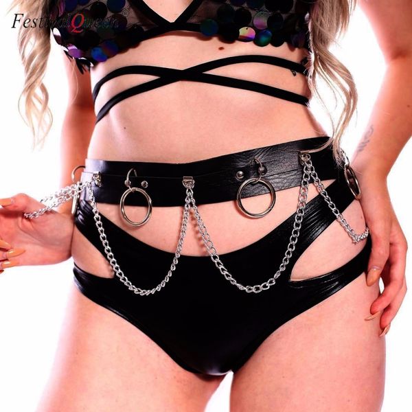 festivalqueen black faux leather harness garter belt women punk metal chain with adjustable waist strap belts, Black;brown
festivalqueen black faux leather harness garter belt women punk metal chain with adjustable waist strap belts, Black;brown