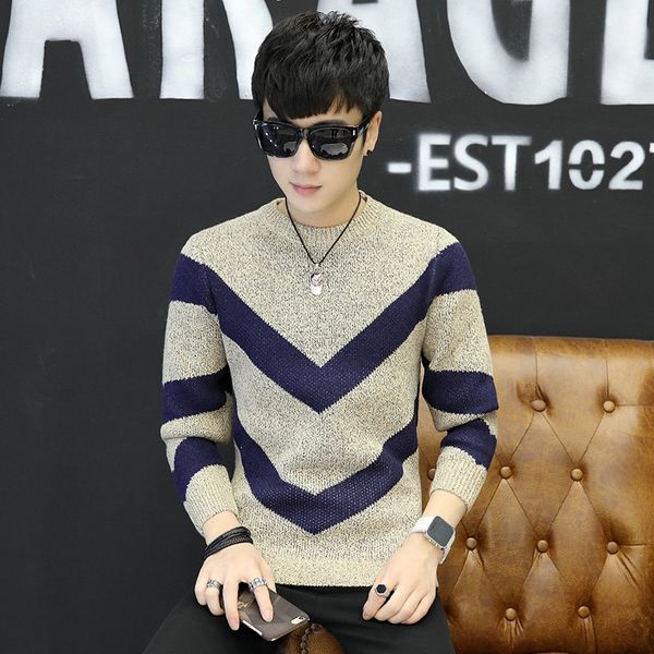 han edition o neck men sweater male thin striped sweater men wear coat christmas man pullover long sleeve, White;black
han edition o neck men sweater male thin striped sweater men wear coat christmas man pullover long sleeve, White;black