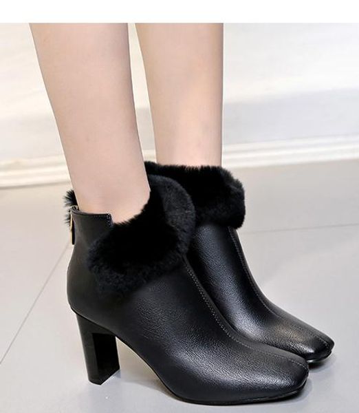 send 2018 new style fashion winter korean warm high heeled coarse heel women boots, Black
send 2018 new style fashion winter korean warm high heeled coarse heel women boots, Black