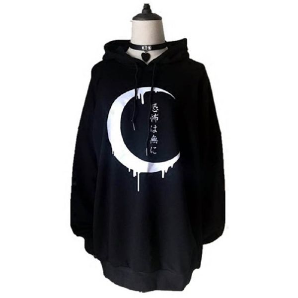 women punk hoodies long sleeve japanese harajuku moon print pullover loose hoody black gothic hooded sweatshirts
women punk hoodies long sleeve japanese harajuku moon print pullover loose hoody black gothic hooded sweatshirts