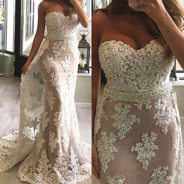 sparkly beading lace wedding dress with train sweetheart pearls belt long mermaid champagne lining bridal gowns custom size, White
sparkly beading lace wedding dress with train sweetheart pearls belt long mermaid champagne lining bridal gowns custom size, White