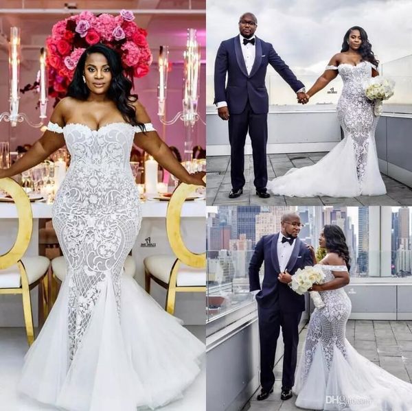 modest plus size wedding dresses mermaid off shoulder sweetheart neck trumpet bridal gowns sweep train tulle lace appliqued wedding dress, White
modest plus size wedding dresses mermaid off shoulder sweetheart neck trumpet bridal gowns sweep train tulle lace appliqued wedding dress, White