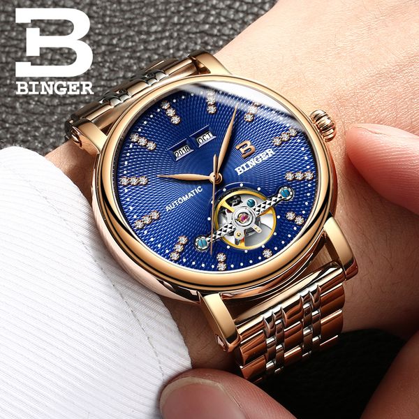 automatic watch for men binger business clock full steel mechanical watches skeleton rose gold case blue dial relogio masculino, Slivery;brown
automatic watch for men binger business clock full steel mechanical watches skeleton rose gold case blue dial relogio masculino, Slivery;brown