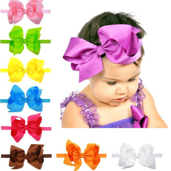

baby bows headbands kids ribbon elastic headbands for girls children hair accessories double bowknot hairband 16 color lc695-1, Slivery;white