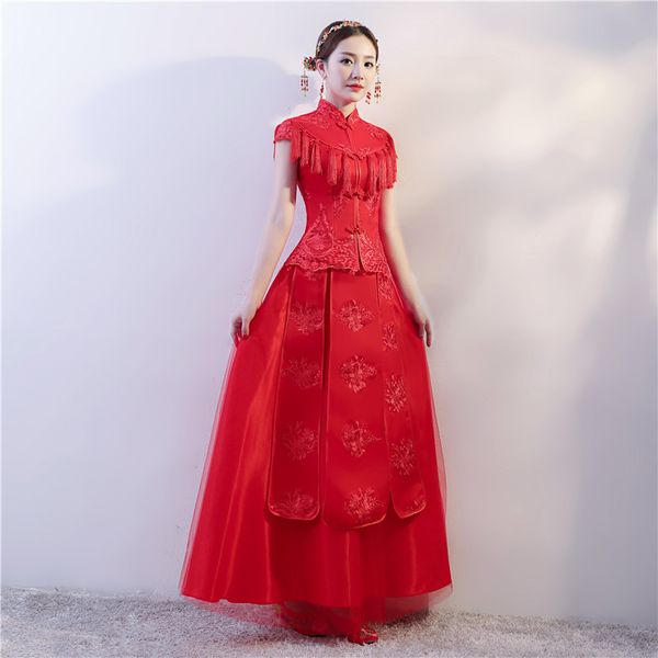 new arrival cheongsam embroidery qipao women dress evening dress modern chinese wedding bride traditions robe orientale, Red
new arrival cheongsam embroidery qipao women dress evening dress modern chinese wedding bride traditions robe orientale, Red