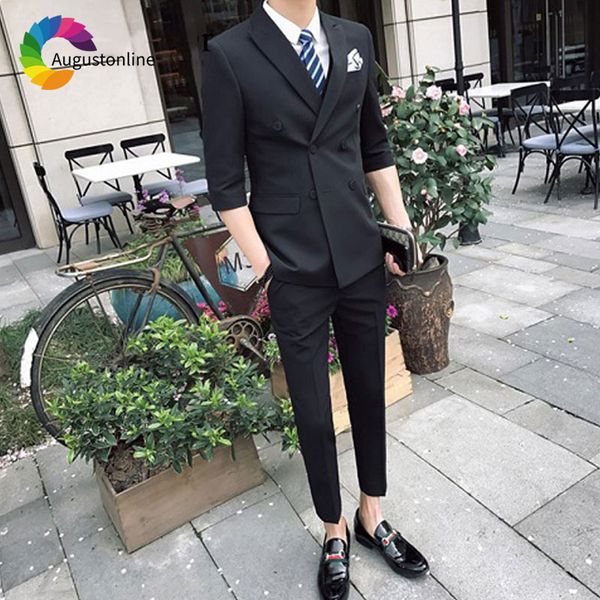 double breasted custom made men wedding suit black peaked lapel slim fit men suit casual groom tuxedo groomsmen blazer prom wear, White;black
double breasted custom made men wedding suit black peaked lapel slim fit men suit casual groom tuxedo groomsmen blazer prom wear, White;black