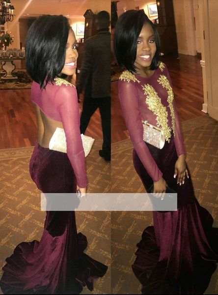 2018 fashion burgundy mermaid evening dresses long sleeves velvet gold applique backless formal evening party wear prom dresses custom made, Black;red
2018 fashion burgundy mermaid evening dresses long sleeves velvet gold applique backless formal evening party wear prom dresses custom made, Black;red