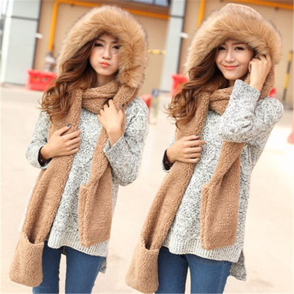 girls women soft plush winter warm hooded scarf neckwarmer hoodie hat with pocket fuax fleece brim cap, Blue;gray
girls women soft plush winter warm hooded scarf neckwarmer hoodie hat with pocket fuax fleece brim cap, Blue;gray