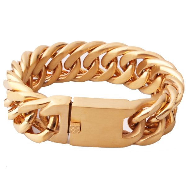 stainless steel gold curb cuban chain link thick bracelets trendsetter jewelry rapper men women accessories bangle, Black
stainless steel gold curb cuban chain link thick bracelets trendsetter jewelry rapper men women accessories bangle, Black