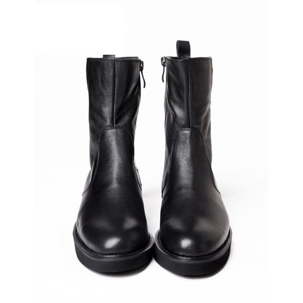 men's mid-calf boots dress wedding boots genuine leather chakku zipper round toe cow leather shoes, Black
men's mid-calf boots dress wedding boots genuine leather chakku zipper round toe cow leather shoes, Black