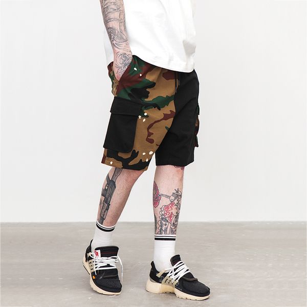 summer mens brand clothing elastic waist camouflage patchwork shorts streetwear drawstring short pants, White;black
summer mens brand clothing elastic waist camouflage patchwork shorts streetwear drawstring short pants, White;black