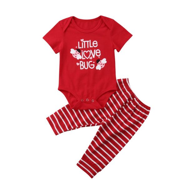 2018 newborn infant baby boy girl outfits clothes set red letter cotton romper bodysuit+striped pants leggings, White
2018 newborn infant baby boy girl outfits clothes set red letter cotton romper bodysuit+striped pants leggings, White