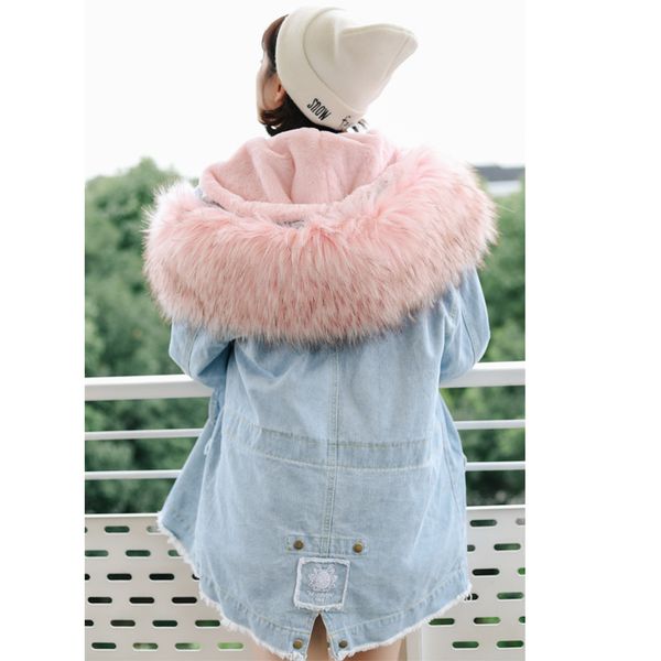 winter warm washed denim jacket with fur new loose long-sleeved velvet cotton-padded coat jean overcoat loose women, Black;brown
winter warm washed denim jacket with fur new loose long-sleeved velvet cotton-padded coat jean overcoat loose women, Black;brown