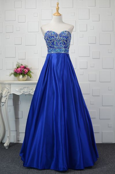 beaded satin evening dresses 2019 sweetheart long formal dresses new floor length evening gowns royal blue, Black;red
beaded satin evening dresses 2019 sweetheart long formal dresses new floor length evening gowns royal blue, Black;red