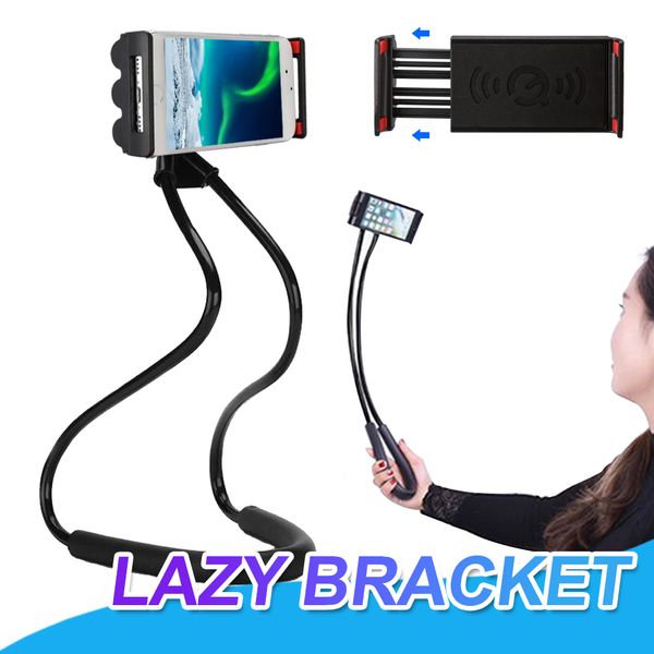 Lazy Bracket Universal 360 Degree Rotation Flexible Hanging on Neck Cell Phone Mount Holder Anti-skid Multifunctions For All Smart Phones