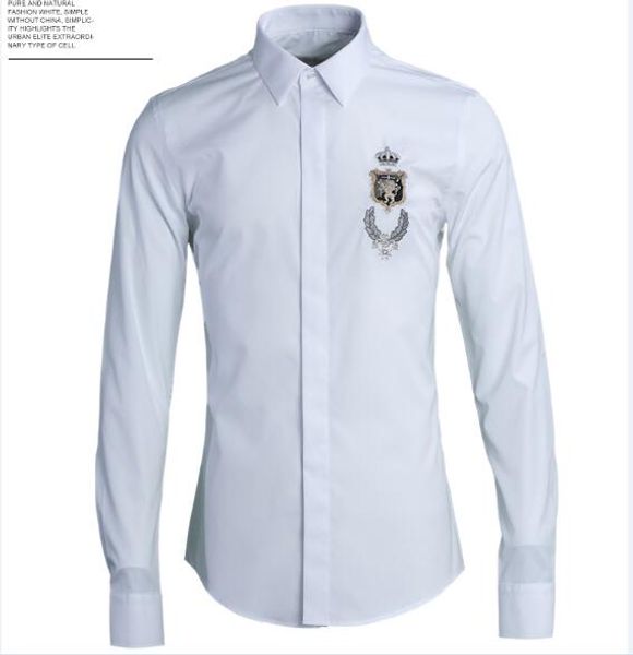 2018 new arrival super quality seiko embroidered crown lion tide famous design young mens business casual long-sleeved shirt, White;black
2018 new arrival super quality seiko embroidered crown lion tide famous design young mens business casual long-sleeved shirt, White;black