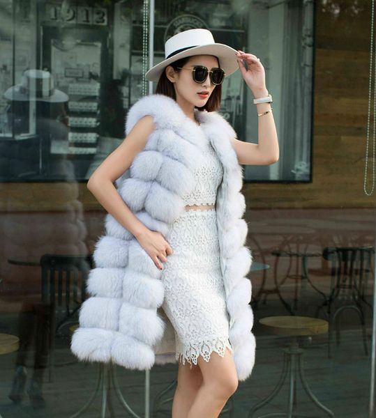 faux fur vest coat women winter fashion artifical fur vest coat long fur vest waistcoat female, Black